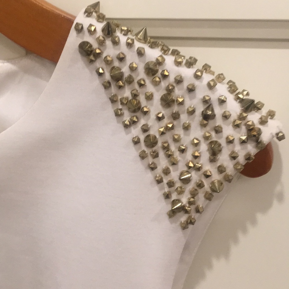 White with gold detail Bebe dress size XS - Picture 3 of 5